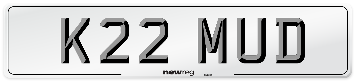 K22 MUD Number Plate from New Reg